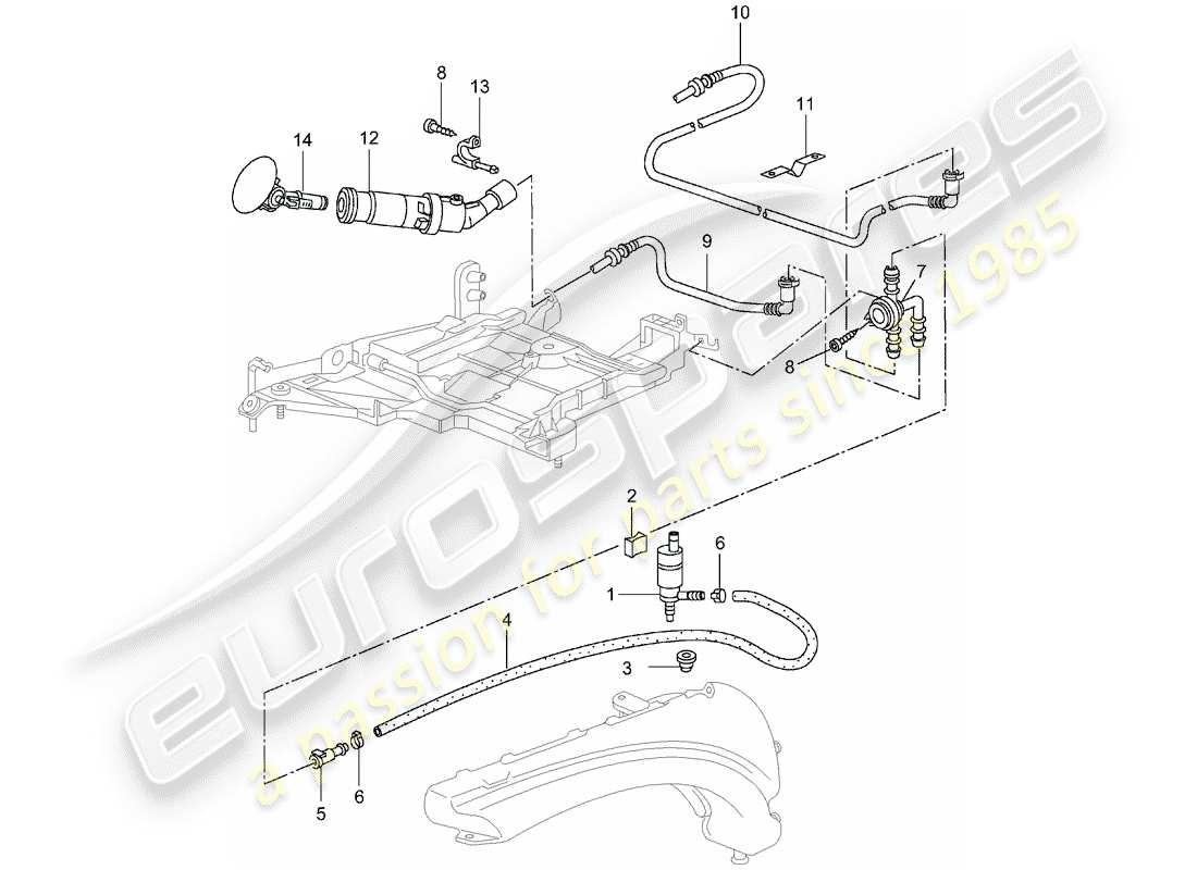 porsche 2005 (996) sistema arandela - d - mj 2002>> diagrama de piezas