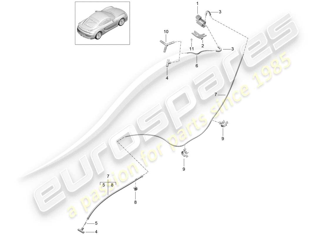 porsche 2016 (981 cayman gt4) diagrama de piezas del sistema de escape
