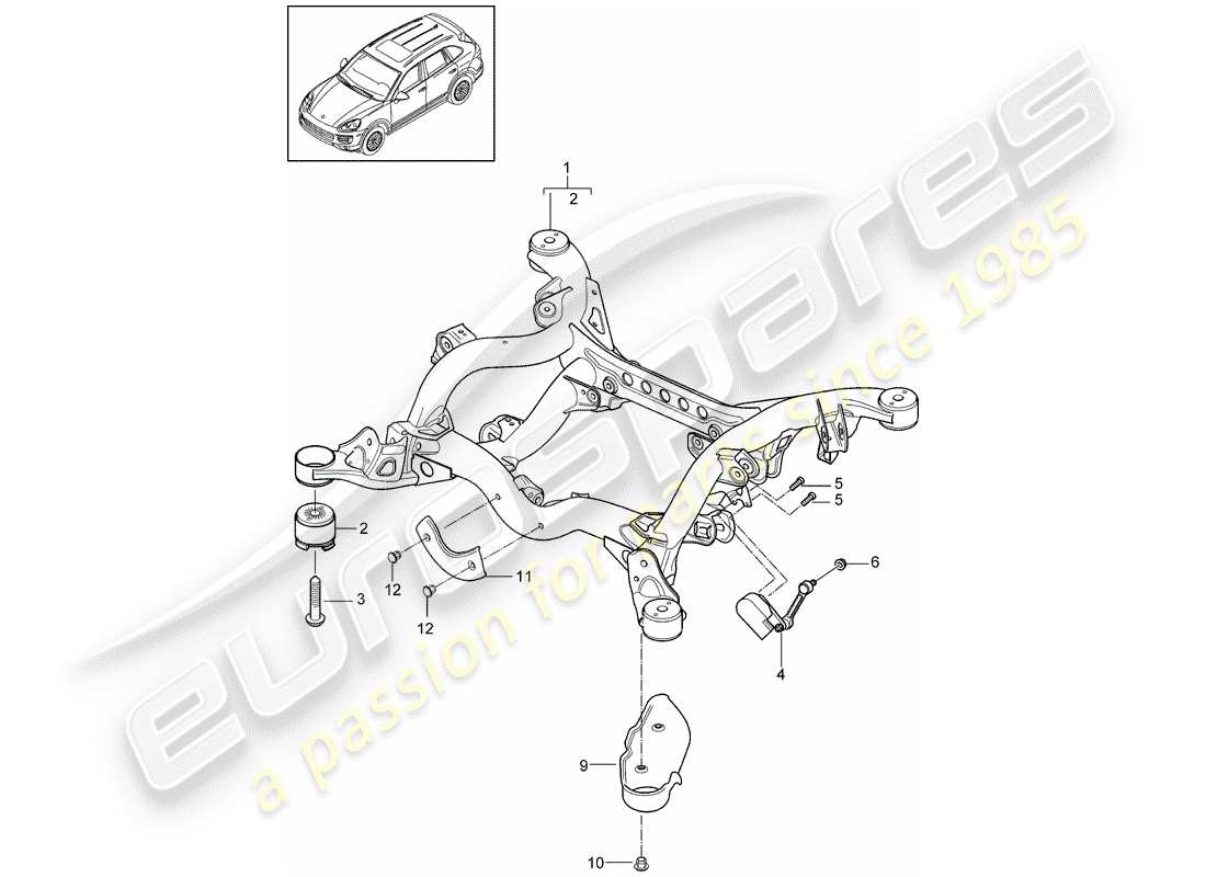 porsche cayenne e2 (2013) diagrama de piezas del eje trasero