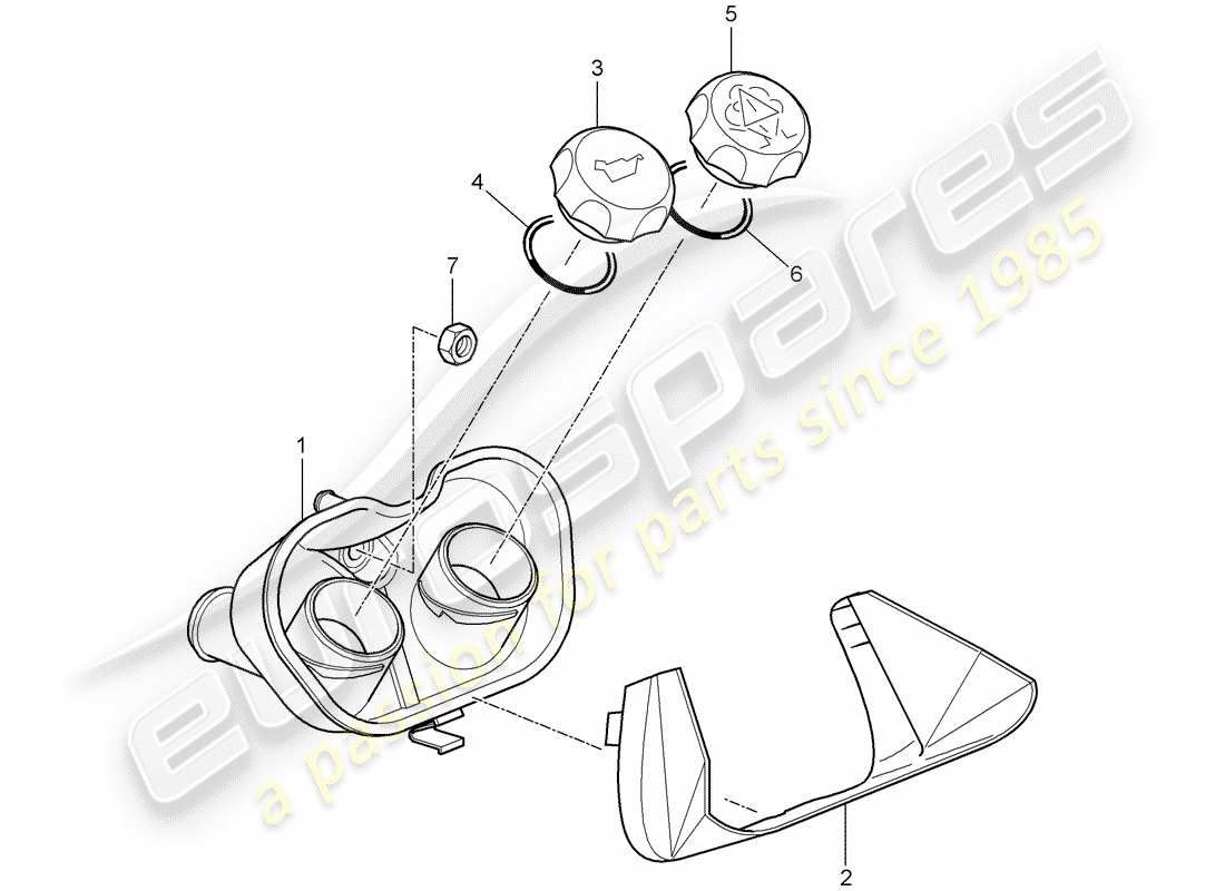 porsche 2005 (987 boxster) refrigeración por agua 4 diagrama de piezas