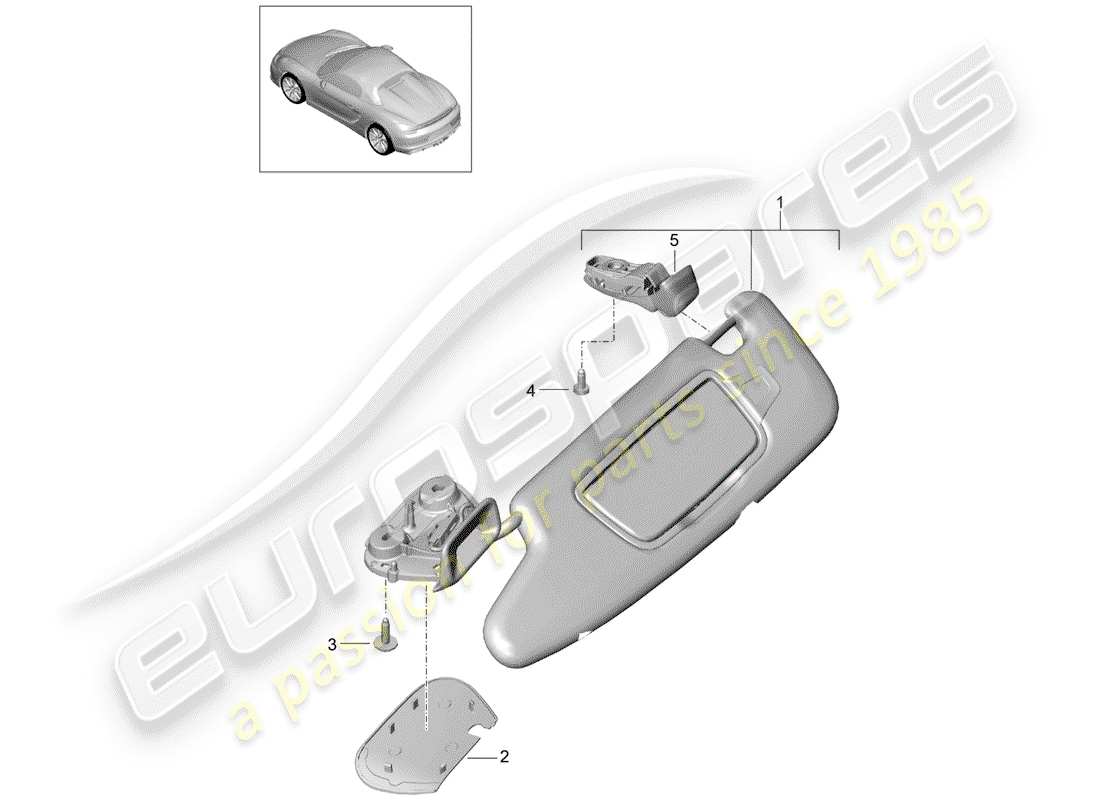 porsche 2016 (981 boxster spyder) sun vizors diagrama de piezas