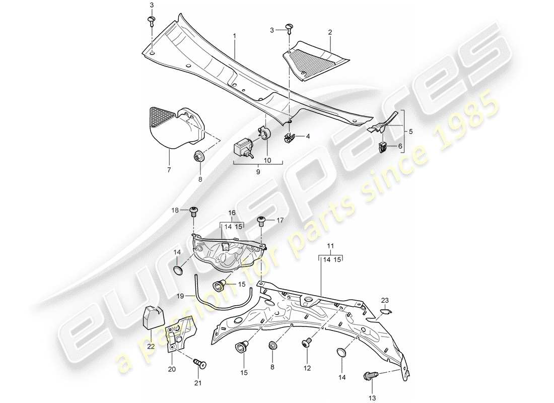 porsche 2010 (cayenne e1 9pa) cubrir diagrama de piezas