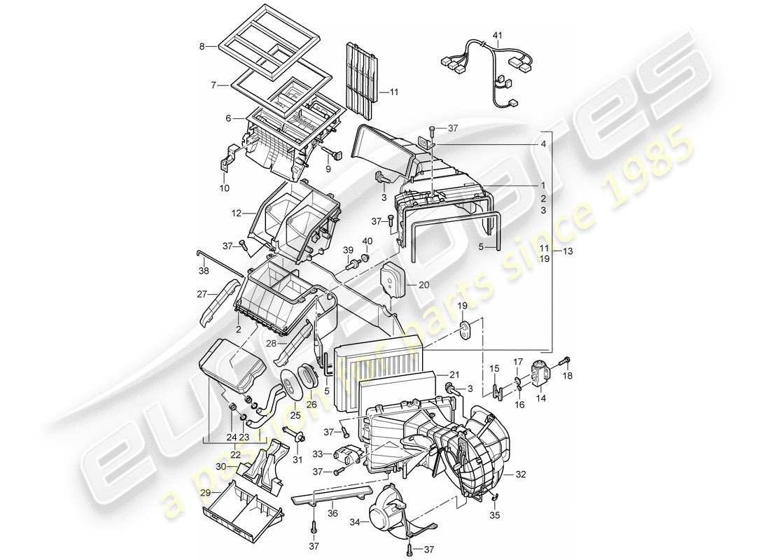 porsche 2005 (cayenne e1 9pa) calefacción, aire acondicionado. sistema diagrama de piezas