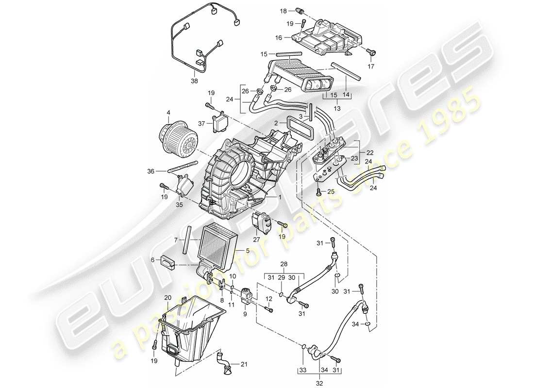 porsche 2006 (cayenne e1 9pa) diagrama de piezas del calentador