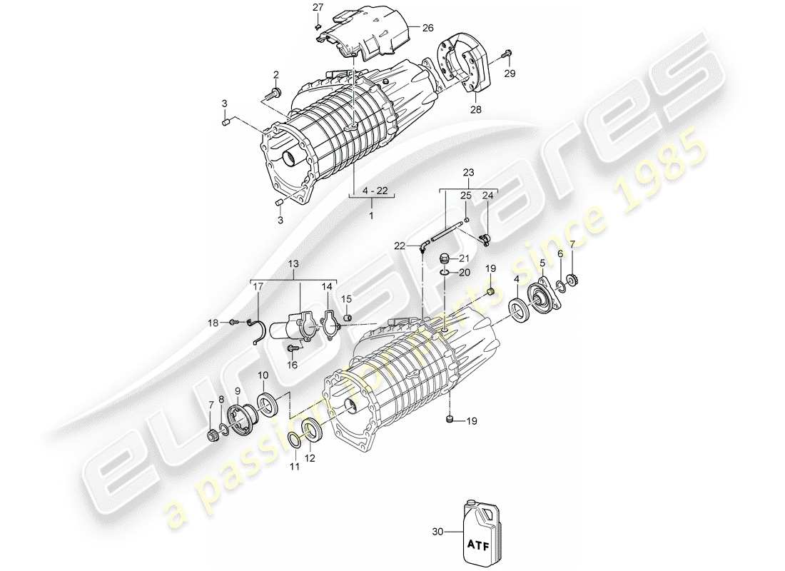porsche 2009 (cayenne e1 9pa) caja de transferencia diagrama de piezas