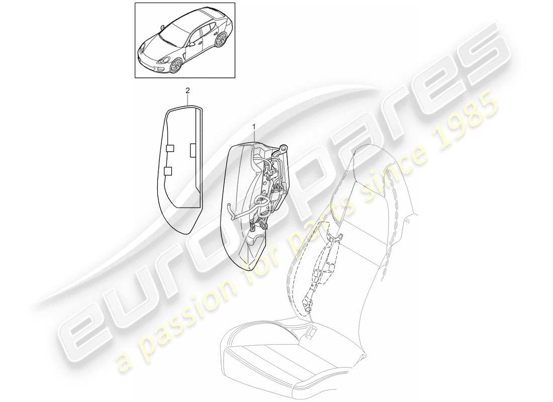 porsche 2014 (panamera 970) diagrama de piezas del panel lateral