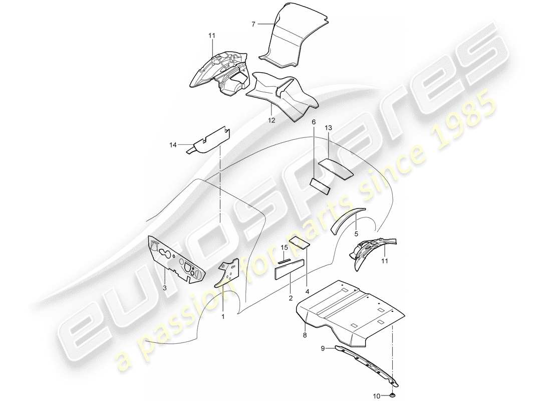 porsche 2011 (997-2) carrocería diagrama de piezas