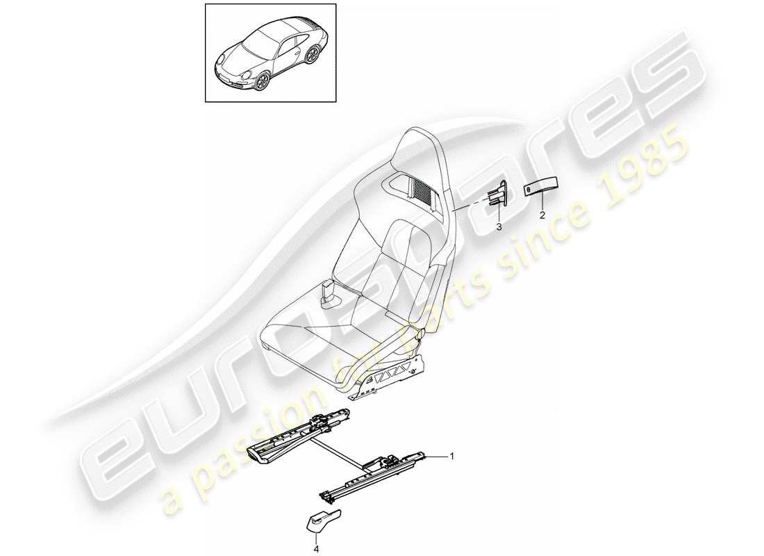 porsche 2012 (997-2) diagrama de piezas de seat