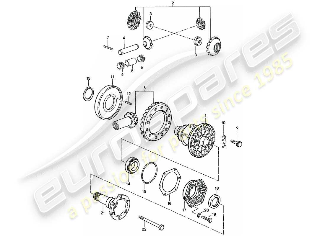 porsche 1983 (928) transmisión automática - diferencial - 2 diagrama de piezas
