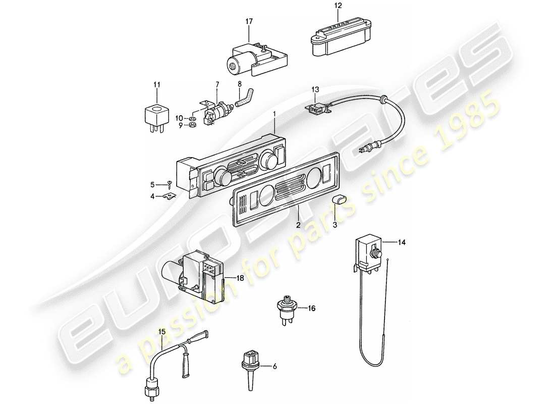 porsche 1987 (959) componentes eléctricos - para - aire acondicionado diagrama de piezas