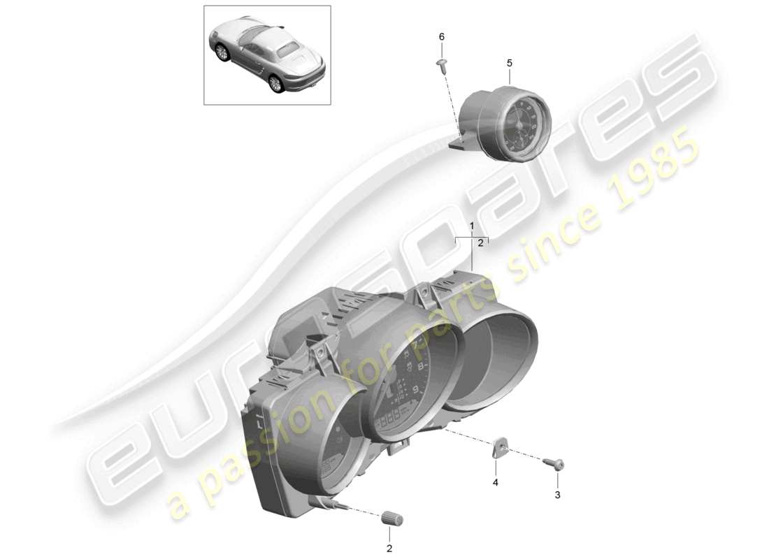 porsche 2018 (718 boxster) cronómetro combinado d - 01.06.2020>> diagrama de piezas
