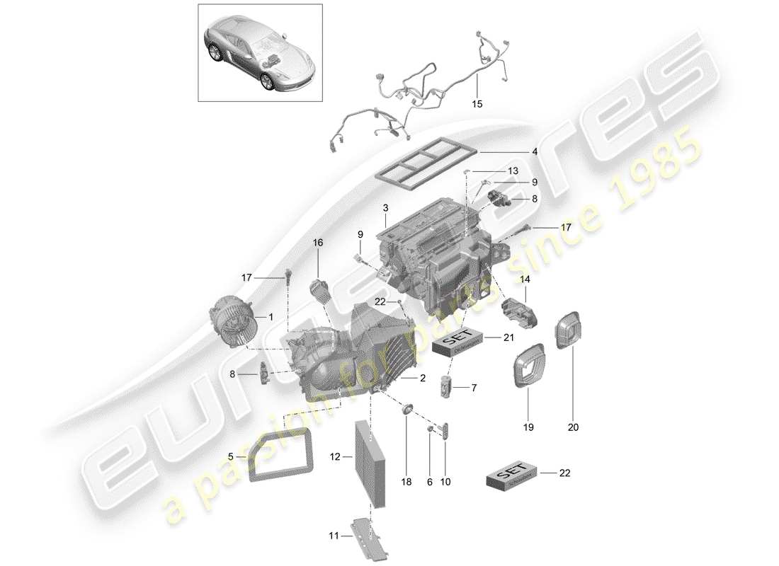 porsche 2019 (718 cayman) diagrama de piezas del aire acondicionado