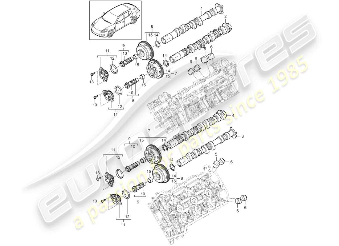 porsche 2010 (cayenne e1 9pa) árbol de levas diagrama de piezas