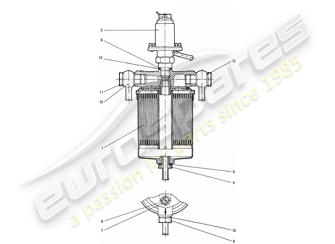 porsche 1977 (911) filtro de combustible - completo diagrama de piezas
