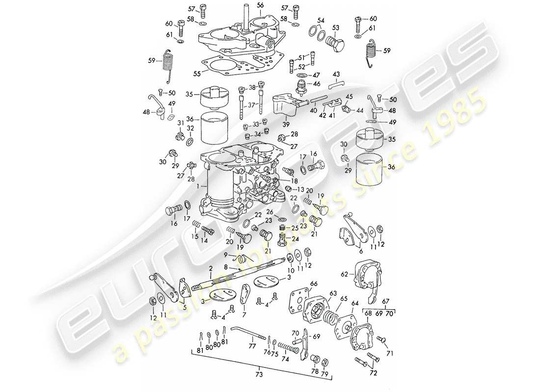 porsche 356b/356c (1962) piezas únicas - para - carburador - solex-40 pii-4/44 pii-4 diagrama de piezas