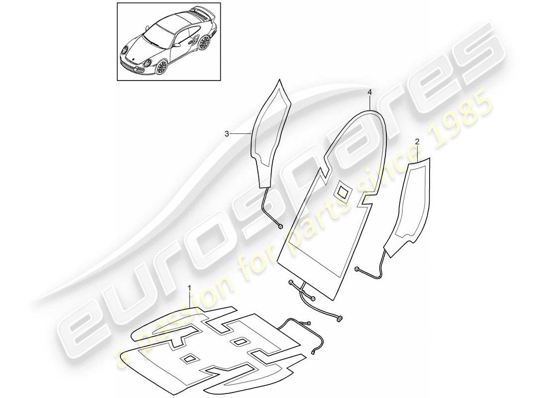 porsche 2013 (997-2 turbo / gt2 rs) calentador diagrama de piezas