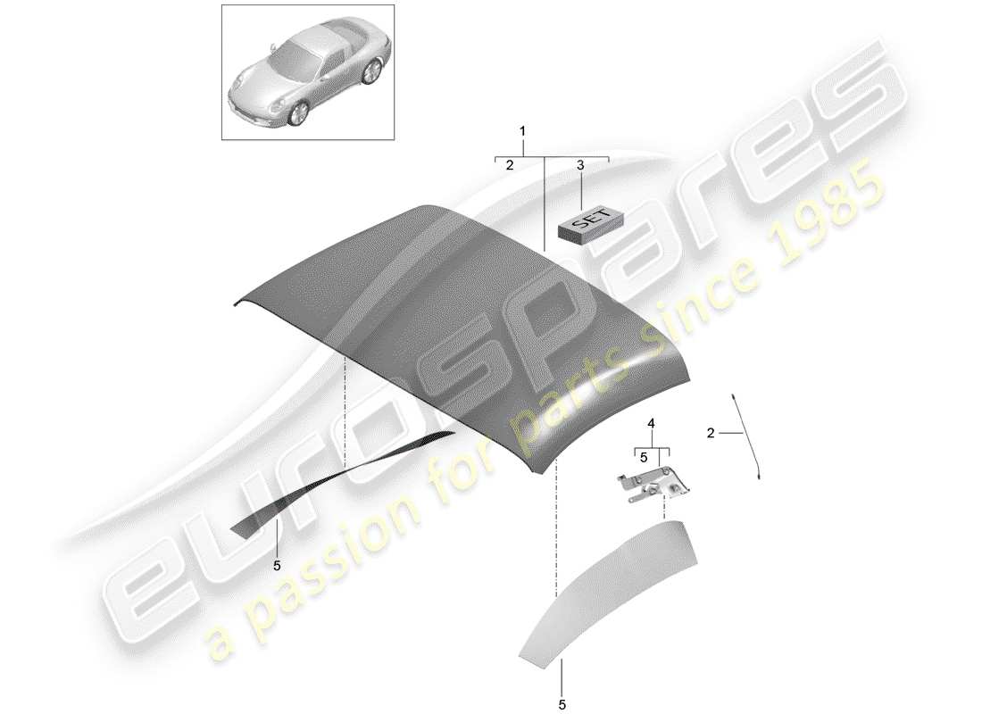 porsche 2015 (991-1) cubierta de capota convertible diagrama de piezas