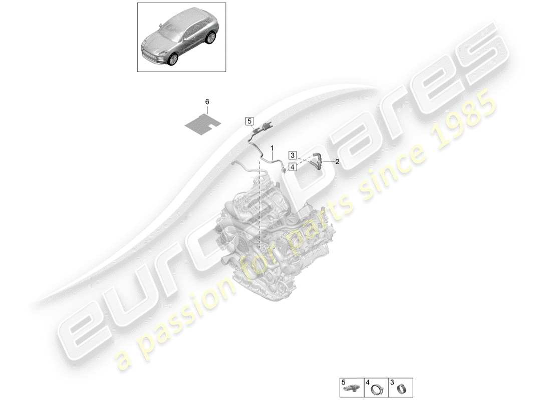 porsche 2019 (macan) diagrama de piezas de la línea de respiradero