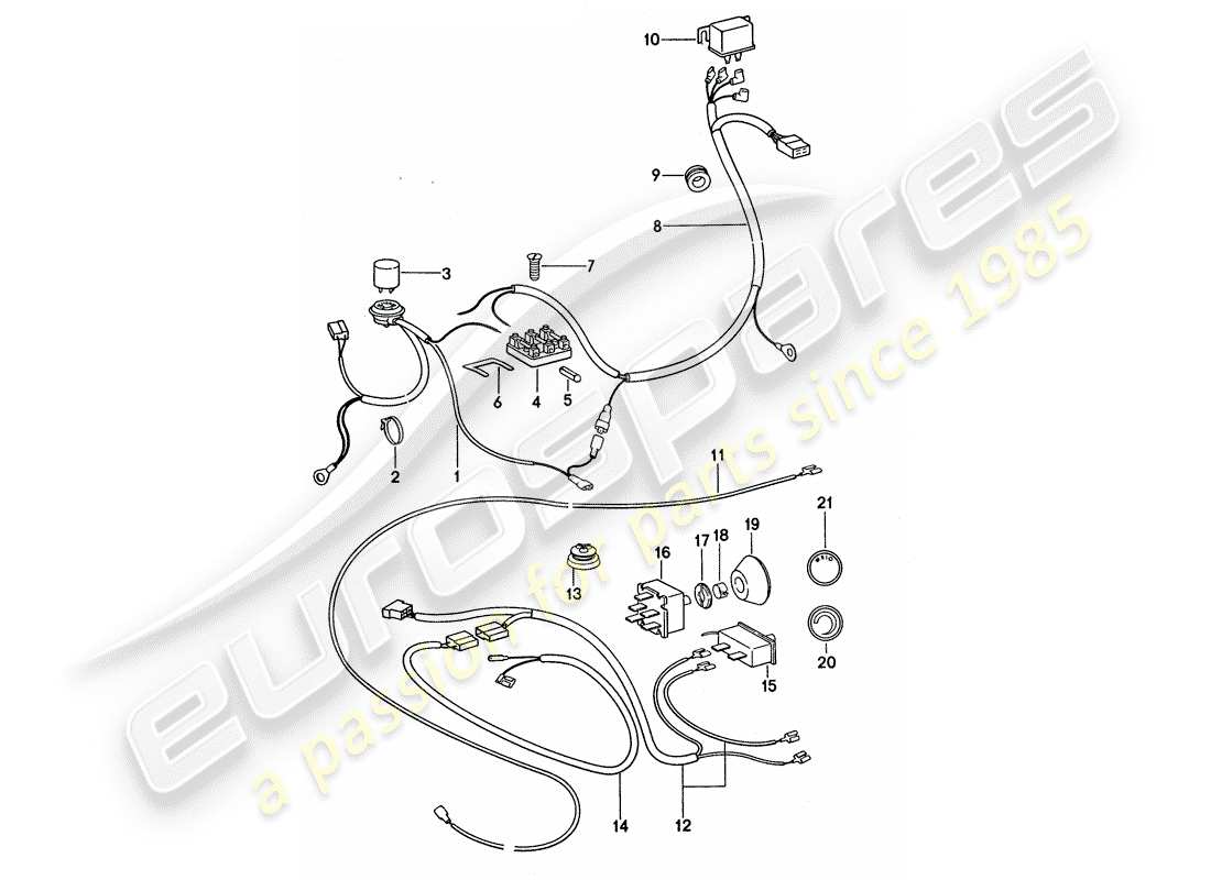 porsche 1977 (911 turbo) aire acondicionado - componentes eléctricos diagrama de piezas