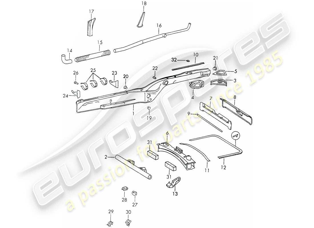 porsche 1973 (911) diagrama de piezas del marco