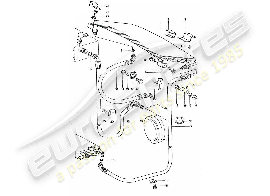 porsche 1977 (911 turbo) aire acondicionado - condensador - líneas diagrama de piezas