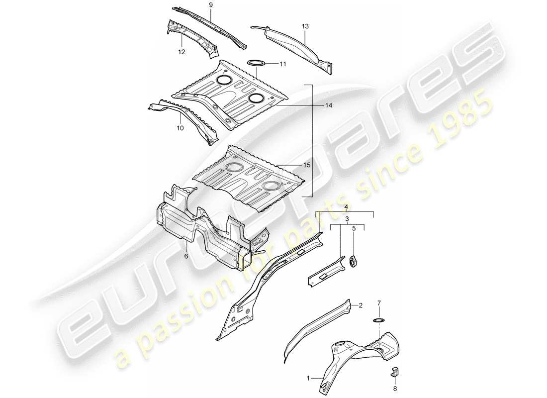 porsche 2005 (987 boxster) diagrama de piezas del extremo trasero