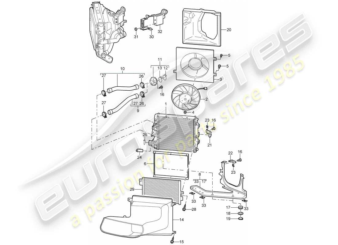 porsche 2007 (997-1 gt3) refrigeración por agua 3 diagrama de piezas