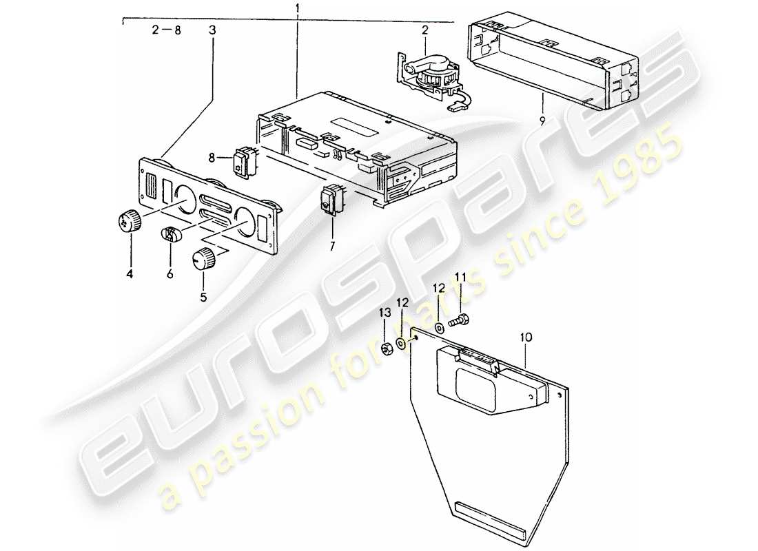 porsche 1990 (964) interruptor de control - conductor diagrama de piezas