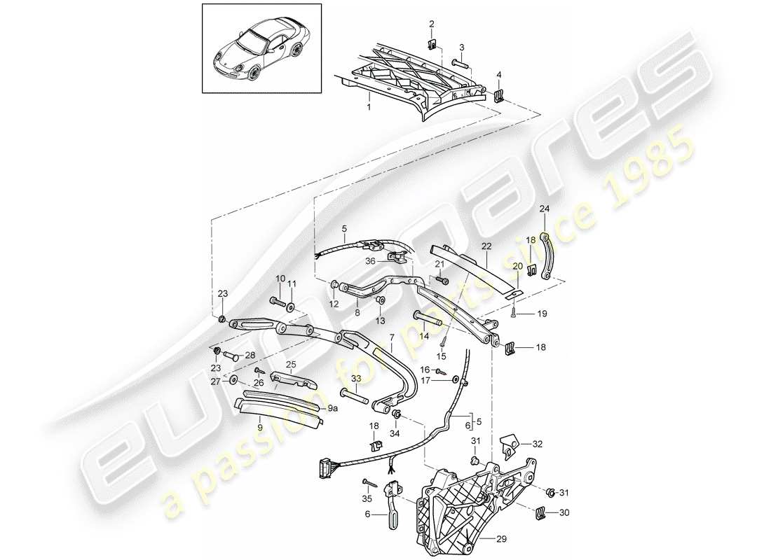 porsche 2011 (997-2) marco superior diagrama de piezas