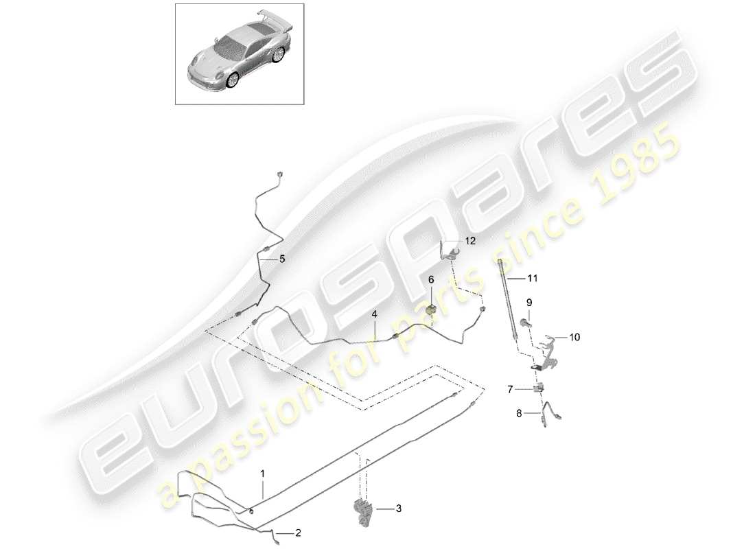 porsche 2014 (991-1 turbo) línea de freno diagrama de piezas