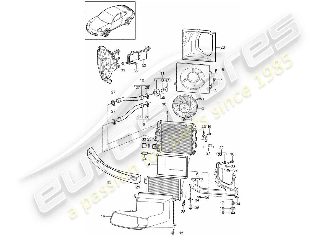 porsche 2011 (997-2) refrigeración por agua 3 diagrama de piezas