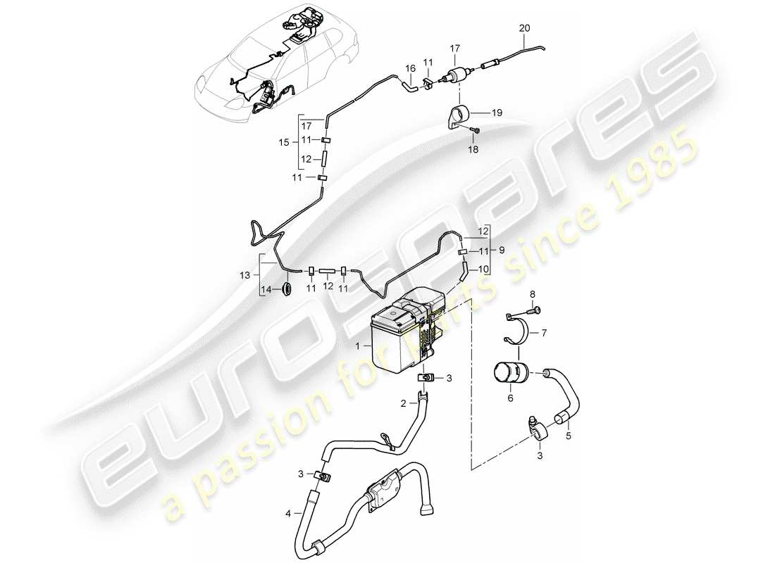 porsche 2003 (cayenne e1 9pa) diagrama de piezas del calentador adicional