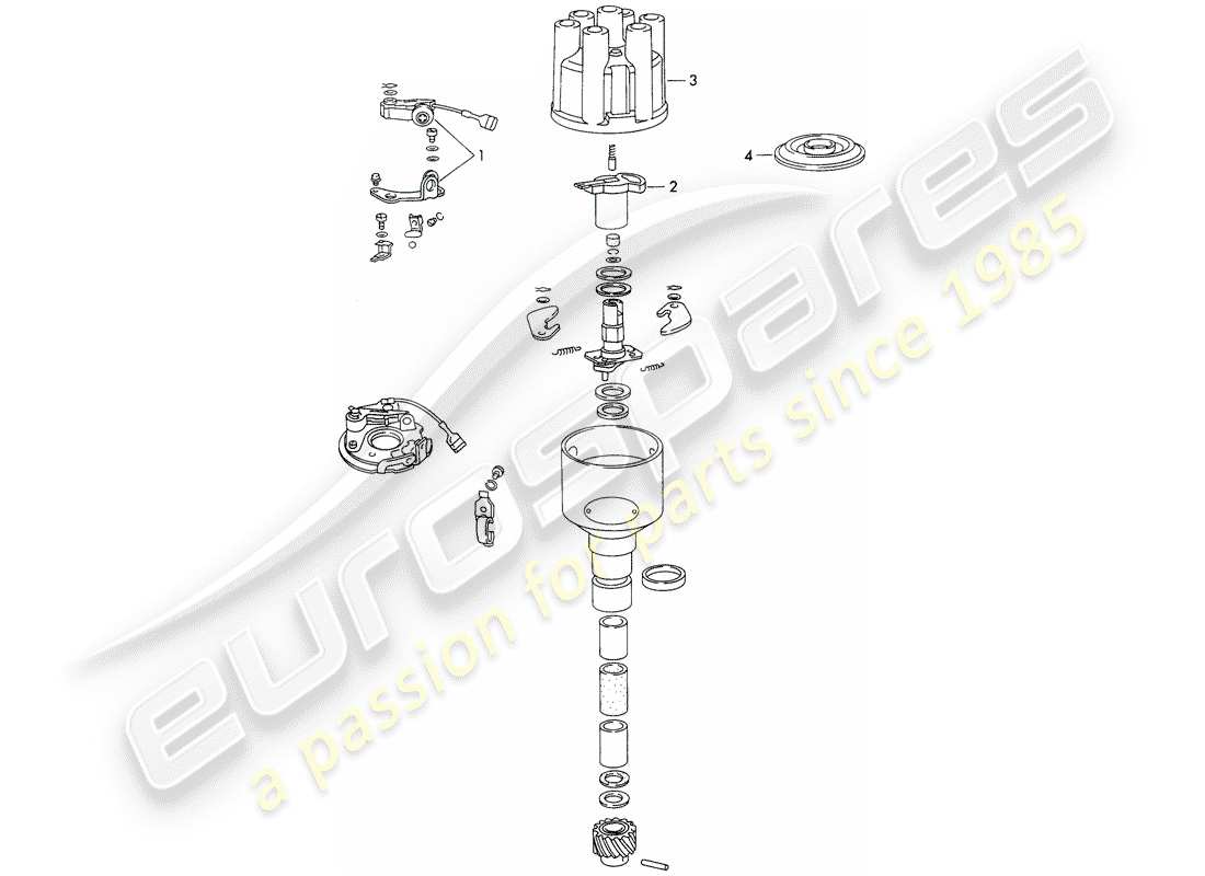 porsche 1973 (911) distribuidor - - bosch - diagrama de piezas