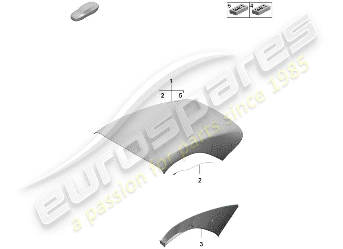 porsche 2019 (992-1) cubierta de capota convertible diagrama de piezas