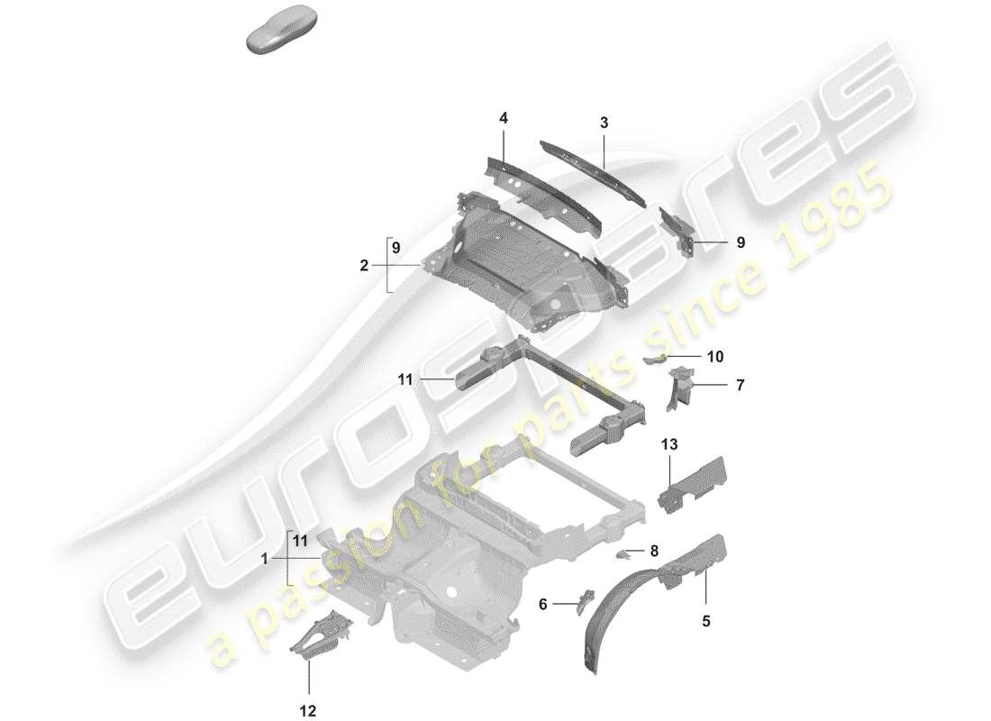 porsche 2019 (992-1) extremo posterior diagrama de piezas