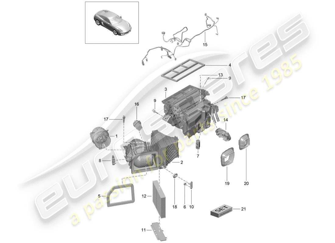 porsche cayman 981 (2015) diagrama de piezas del aire acondicionado