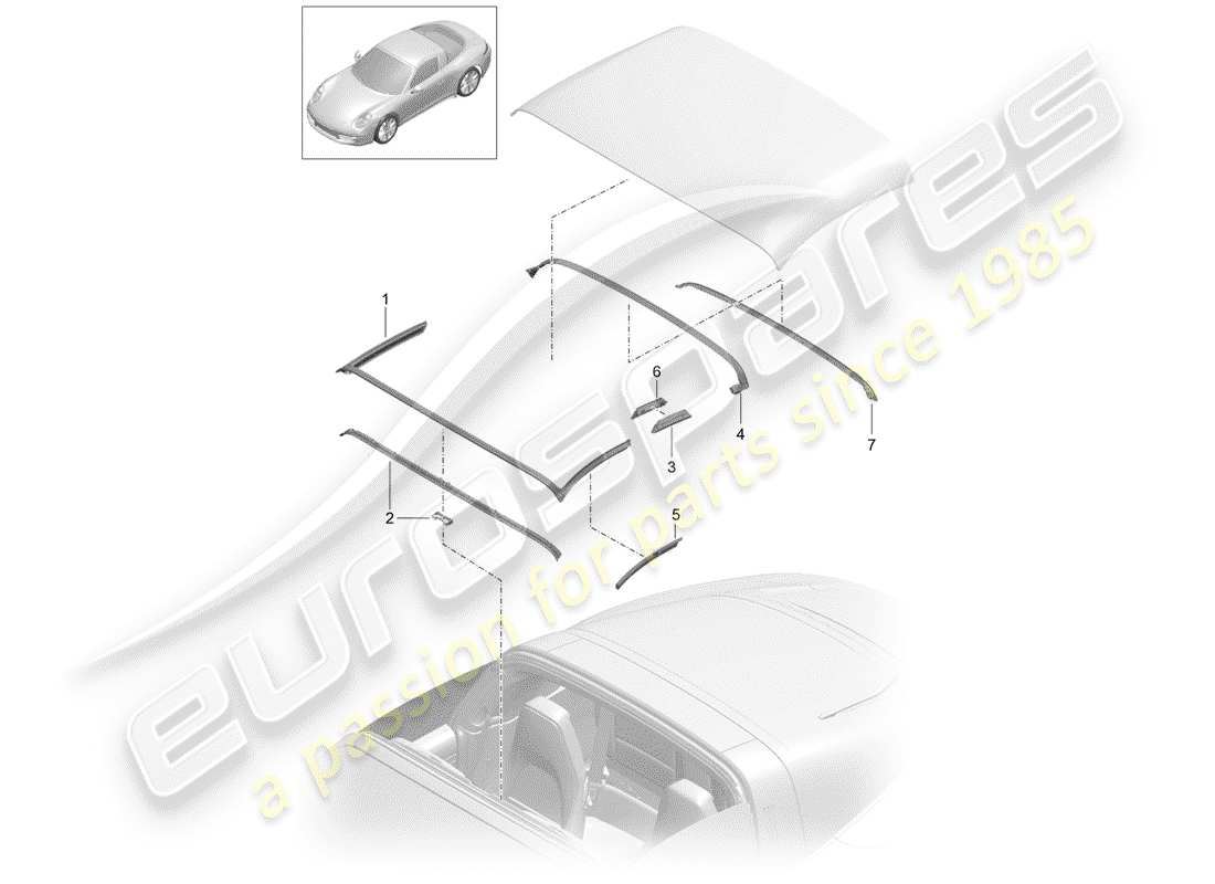 porsche 2015 (991-1) top convertible diagrama de piezas