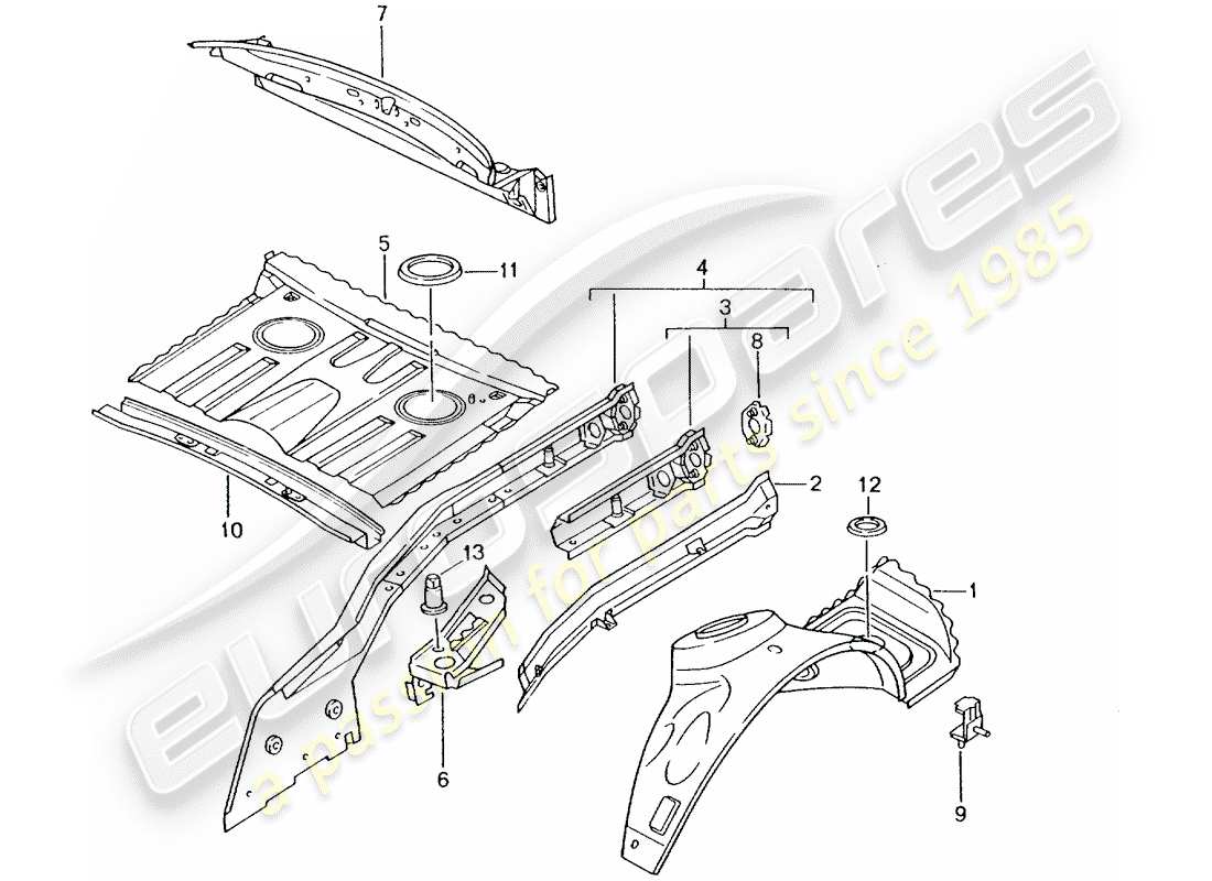 porsche 2004 (986 boxster) extremo trasero - piezas individuales diagrama de piezas