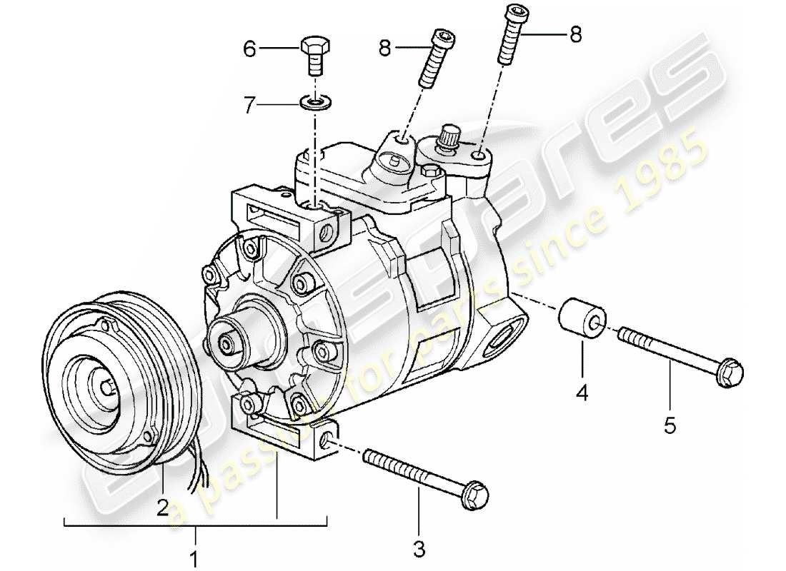 porsche 996 t/gt2 (2003) diagrama de piezas del compresor