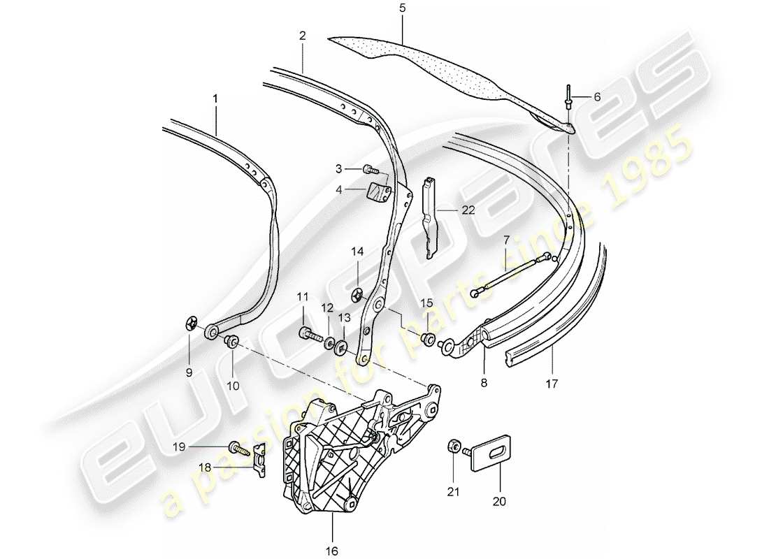 porsche 2007 (997-1) marco superior diagrama de piezas