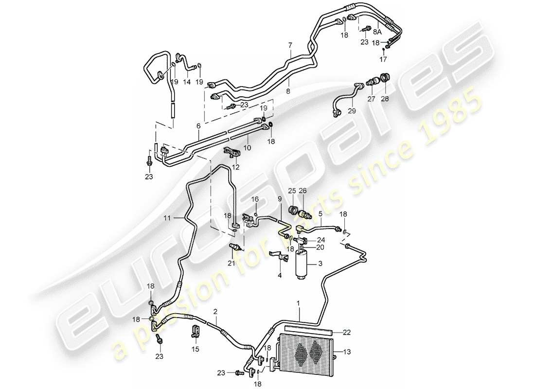 porsche 2003 (996 turbo / gt2) diagrama de piezas del circuito refrigerante