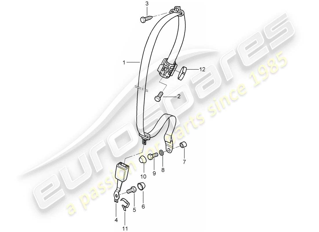 porsche 2007 (997-1) cinturón de seguridad diagrama de piezas
