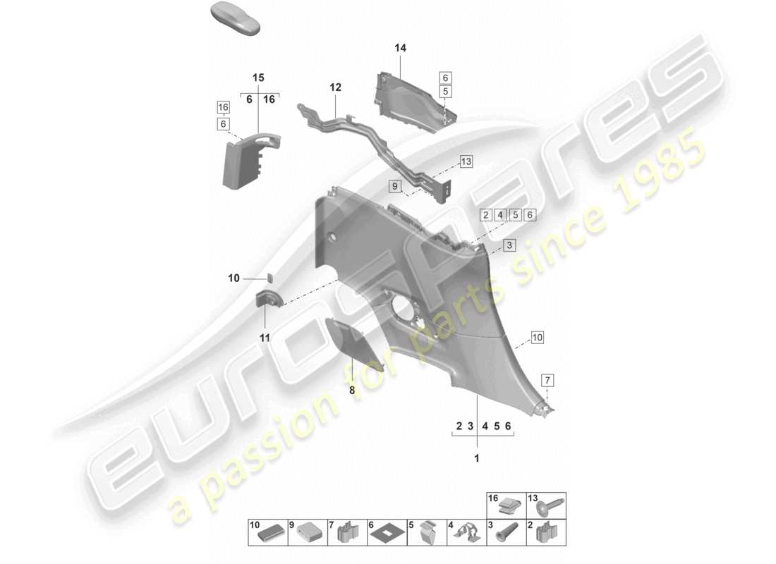 porsche 2019 (992-1) moldura del panel lateral trasero, interior diagrama de piezas