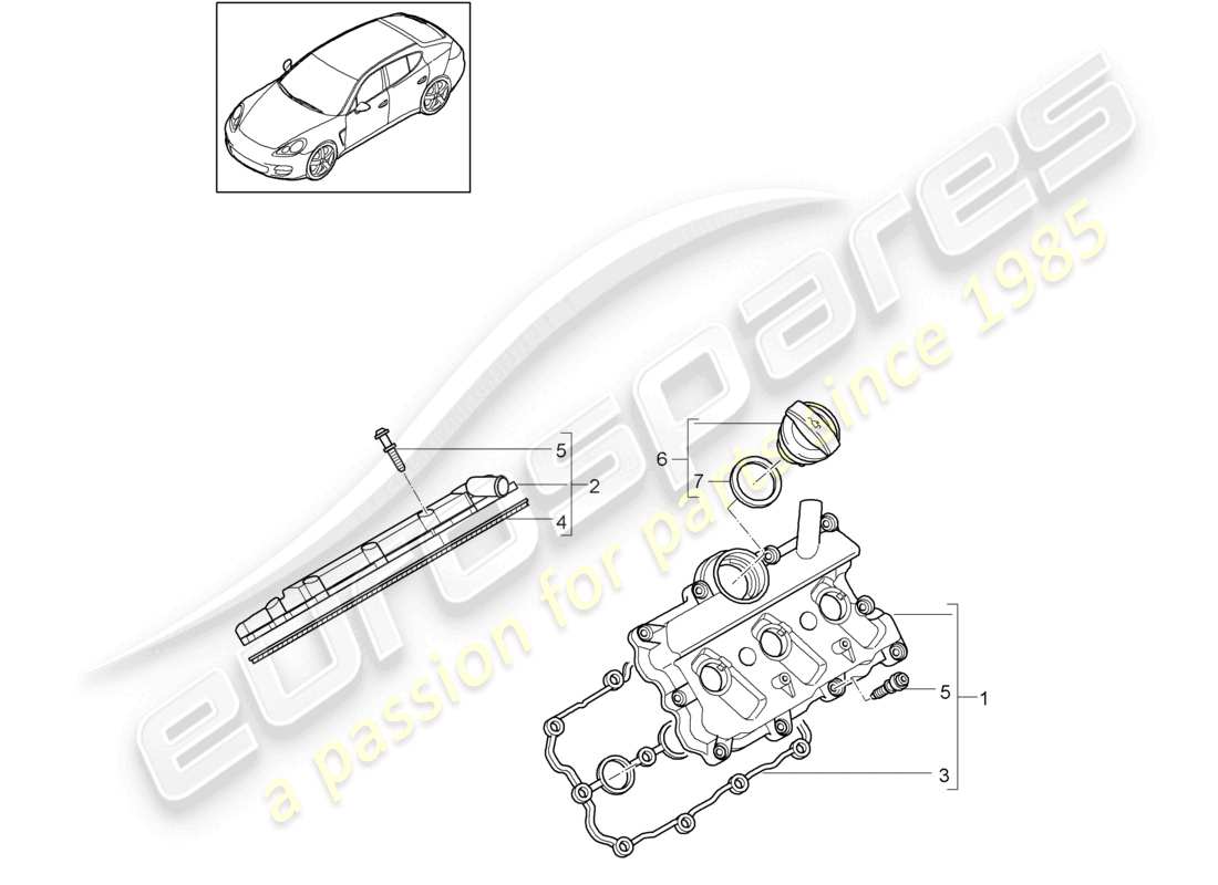 porsche 2010 (cayenne e1 9pa) valve cover diagrama de piezas