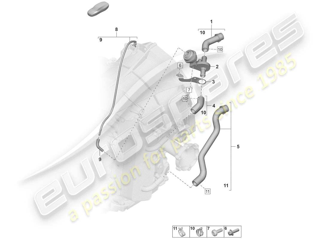 porsche 2020 (992-1) 8-speed caja de cambios de doble embrague diagrama de piezas