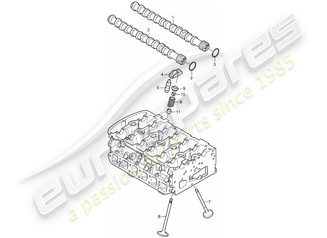 porsche 2003 (cayenne e1 9pa) árbol de levas diagrama de piezas