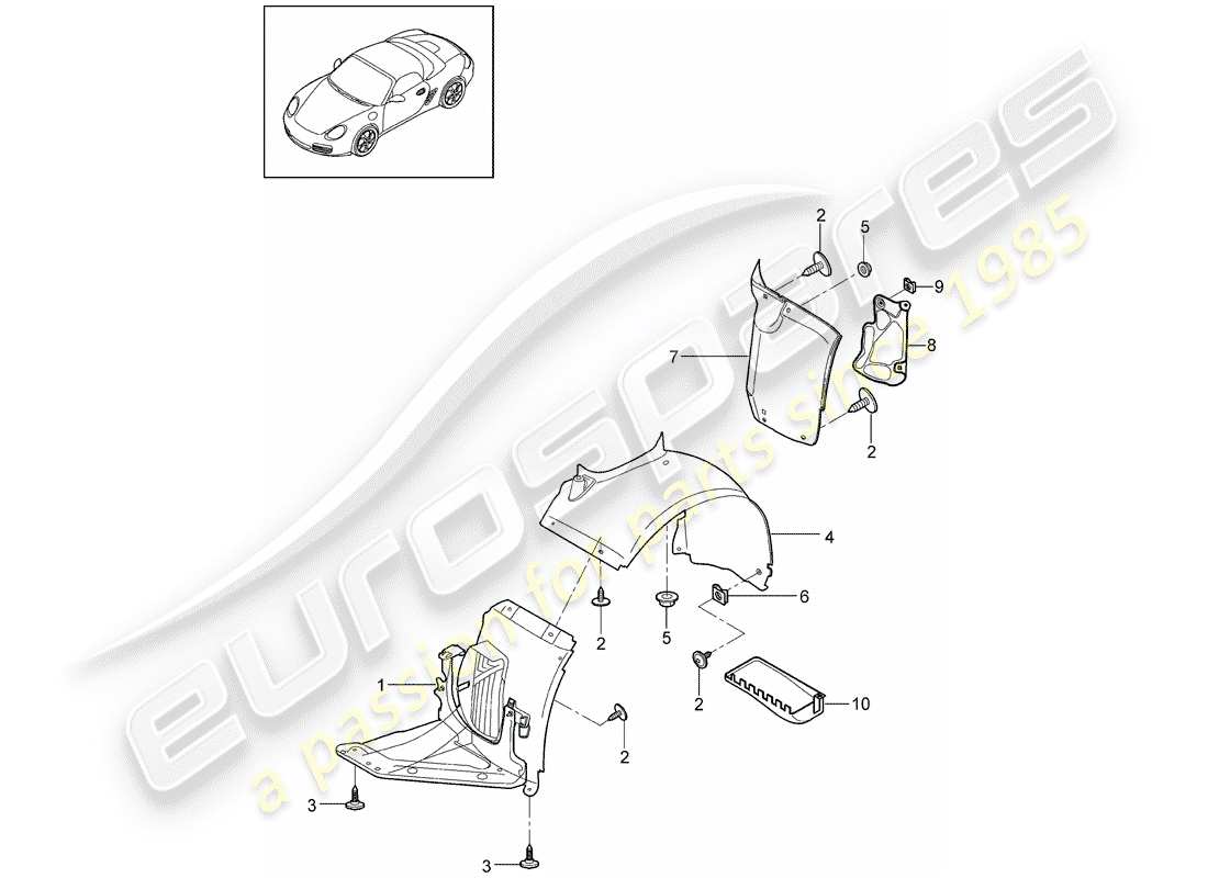 porsche 2010 (987 boxster) diagrama de piezas de trims