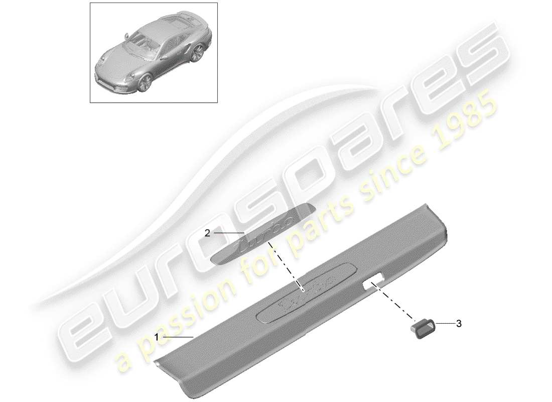 porsche 2016 (991-1 turbo) placa de protección - panel de umbral diagrama de piezas