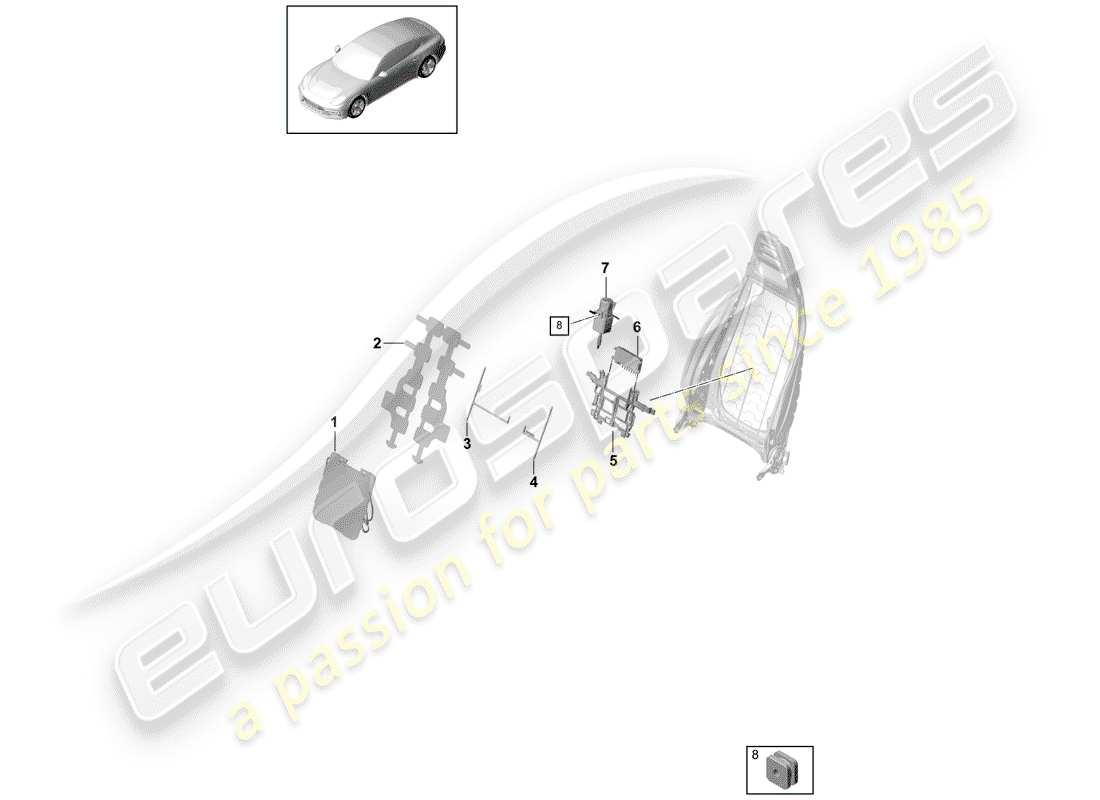 porsche 2017 (panamera 971-1) diagrama de pieza lumbar