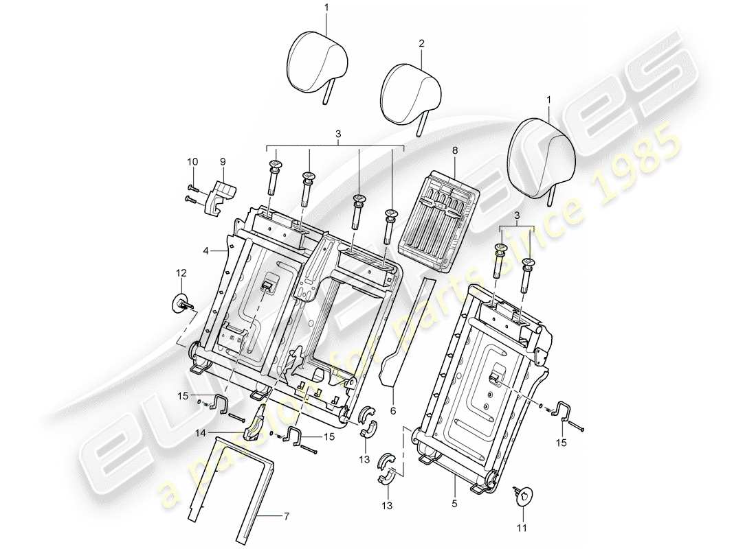 porsche 2008 (cayenne e1 9pa) reposacabezas diagrama de piezas